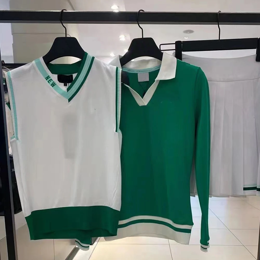 

Вязаная одежда для гольфа из ледяного шелка, Женский Топ без рукавов, модная спортивная рубашка для гольфа в Корейском стиле на все четыре с...