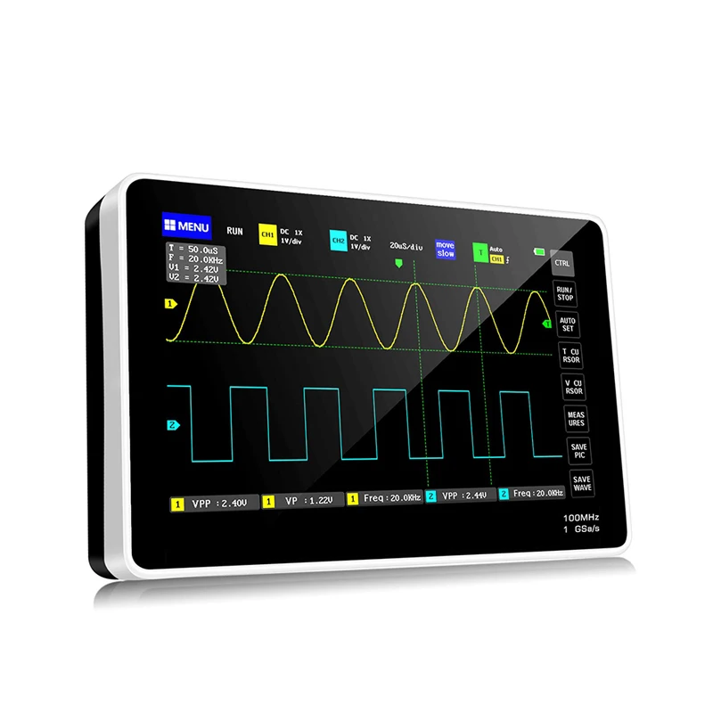 

Dual channel 100M bandwidth 1GS sampling rate mini tablet digital oscilloscope digital tablet oscilloscope