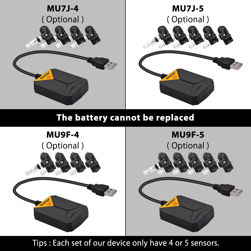 

Система контроля давления в шинах Deelife, прибор для контроля давления в шинах с внешними и внутренними TPMS датчиками, USB