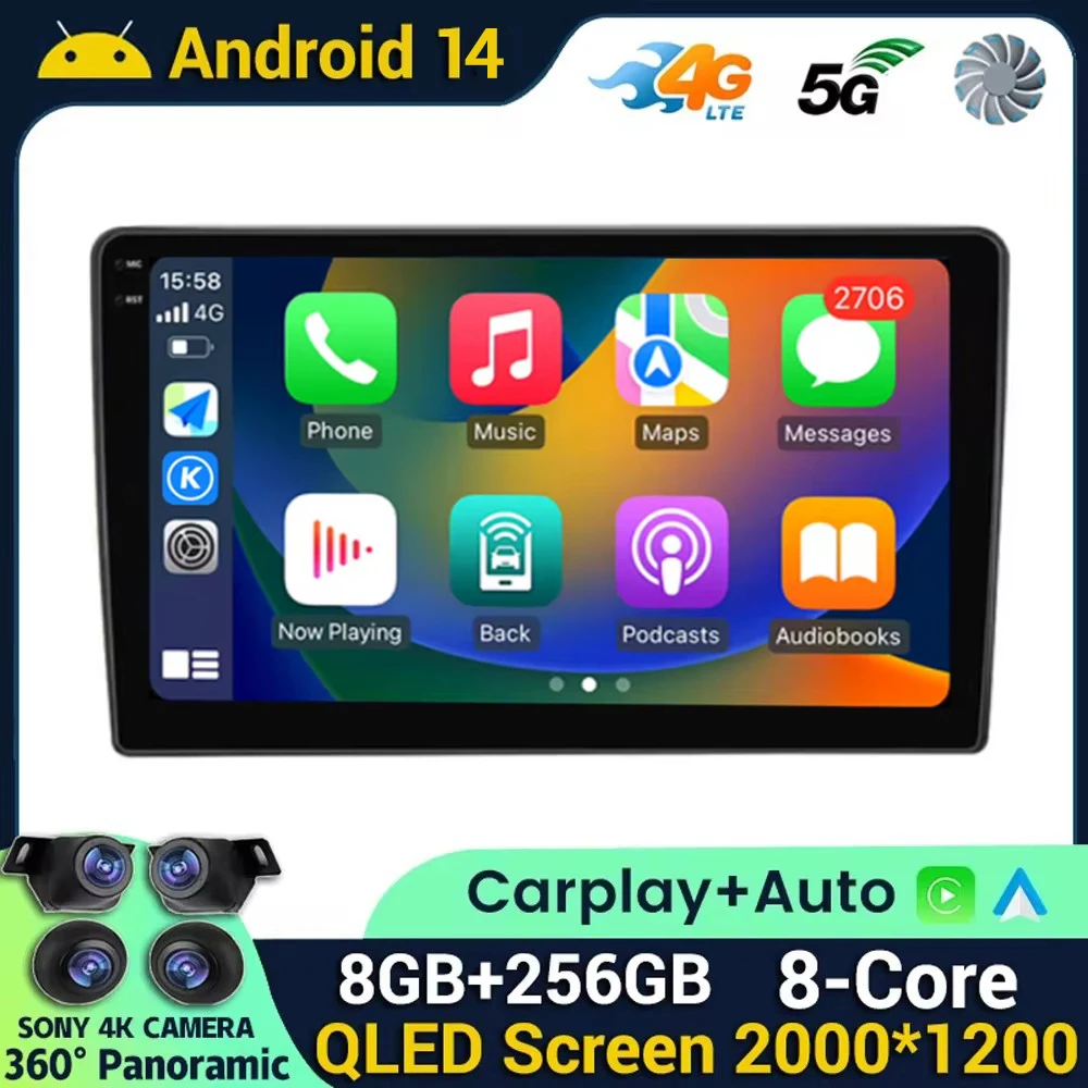 Автомобильный мультимедийный проигрыватель Rodio Android 14 Wi-Fi + 4G для Hyundai Azera Grand TG