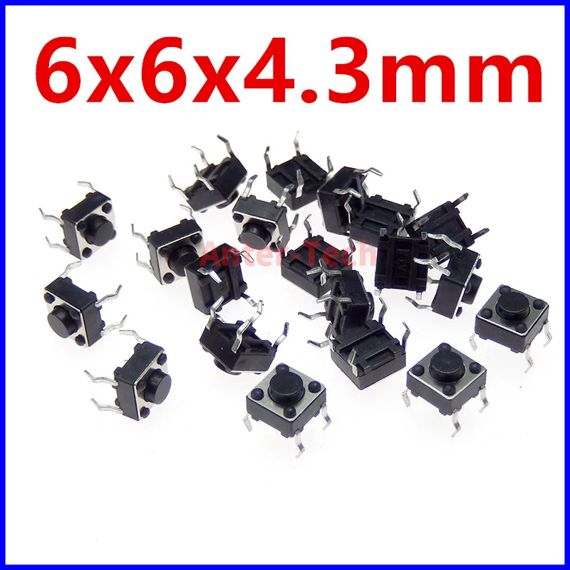 

Тактильные Кнопочные Микро-Переключатели DIP 6*6*4,3 мм 5 мм 6 7 8 9 10 11 12 13 14 15 16 17 6x6 4pin, самосброс, 50 шт.