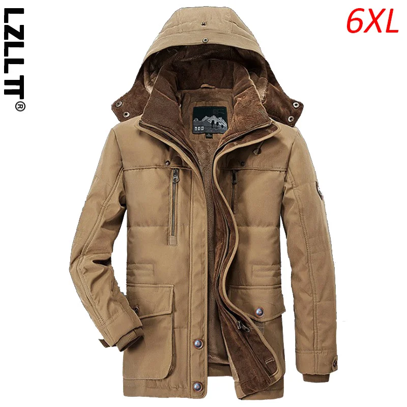 

Winter Men Fleece ded Thick Jackets Parka Coat Men Casual Outdoor Military Overcoat Jacket Windbreaker Male Big Size 6XL