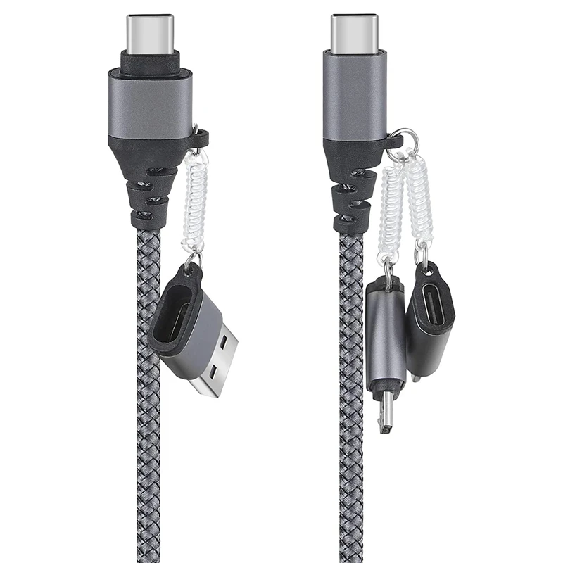 Multi-Head Charging Cable Fast Charging, Nylon Braided Cable 2-To-3 Mobile Phone Charging Data Cable 5-In-1