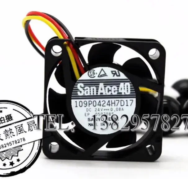 

SANYO DENKI 109P0424H7D17 DC 24V 0.08A 40x40x15mm 3-Wire Server Cooling Fan