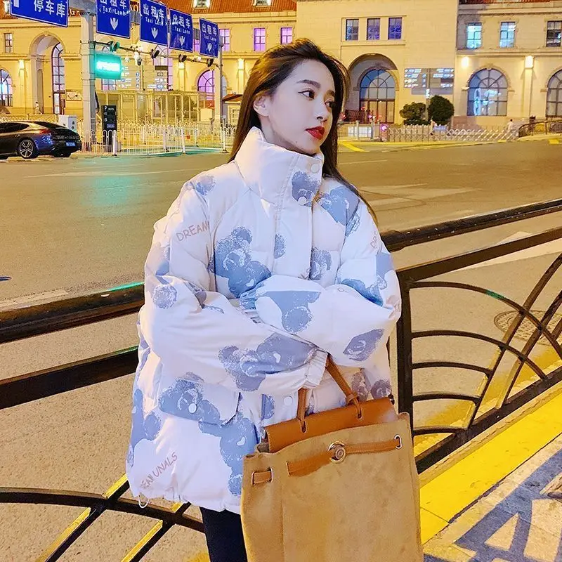New Winter Coats for Women Parkas Jackets Short Cotton Jacket Korean Fashion Bread Jacket Loose Warm Brand Printing