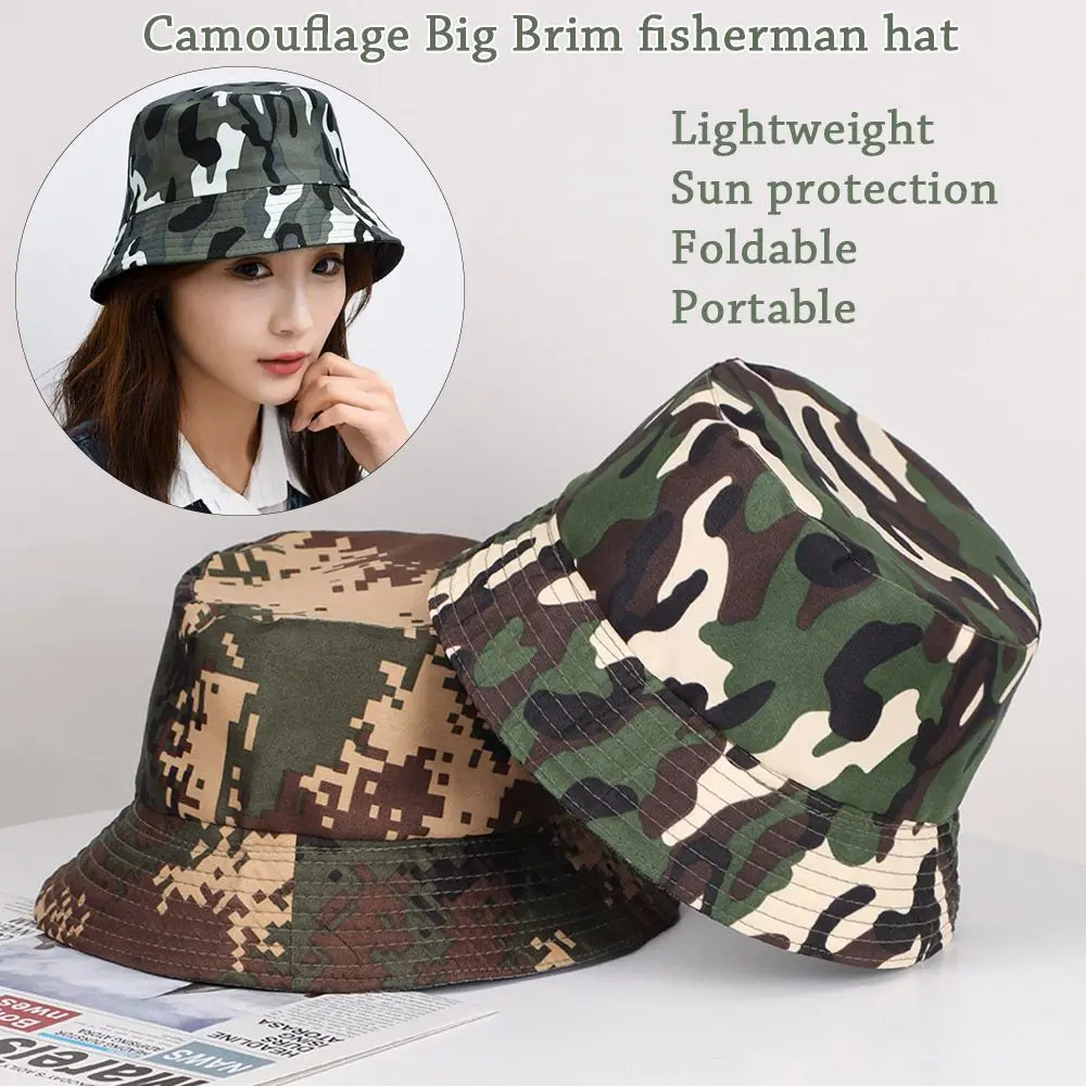 

Men Women Camouflage Foldable Anti-UV Sun Hat Fisherman Cap Beach Cap Bucket Hat