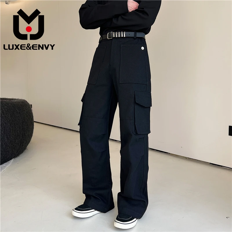

Брюки LUXE & ENVY мужские и женские, Модные свободные повседневные штаны с металлическим декоративным трехмерным карманом, весна-лето 2023