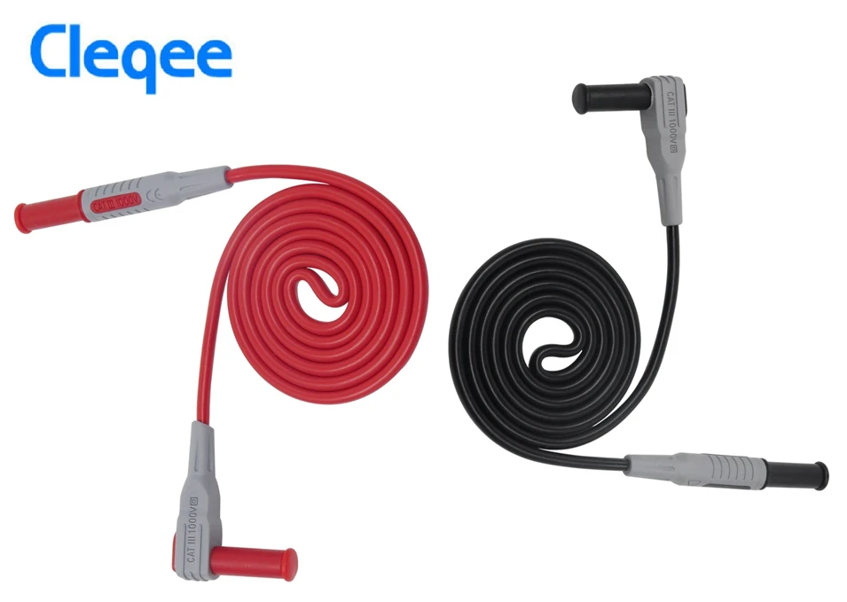 

Лидер продаж, Тестовый Кабель Cleqee P1033 для мультиметра, 4 мм, штекер типа банан, испытательная линия, прямой изогнутый испытательный кабель, бе...