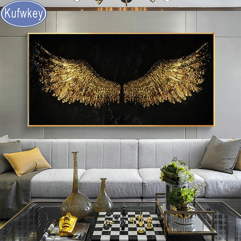 

Алмазная живопись «ангельские крылья», абстрактная вышивка «сделай сам», мозаика черно-белая, стразы, домашний декор