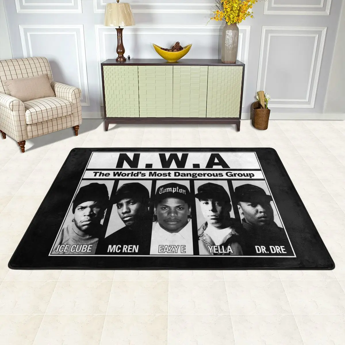 Ретро 90s Nwa Eazy E Mc Ren Yella Dre ледяной ковер простой мультяшный для детской комнаты