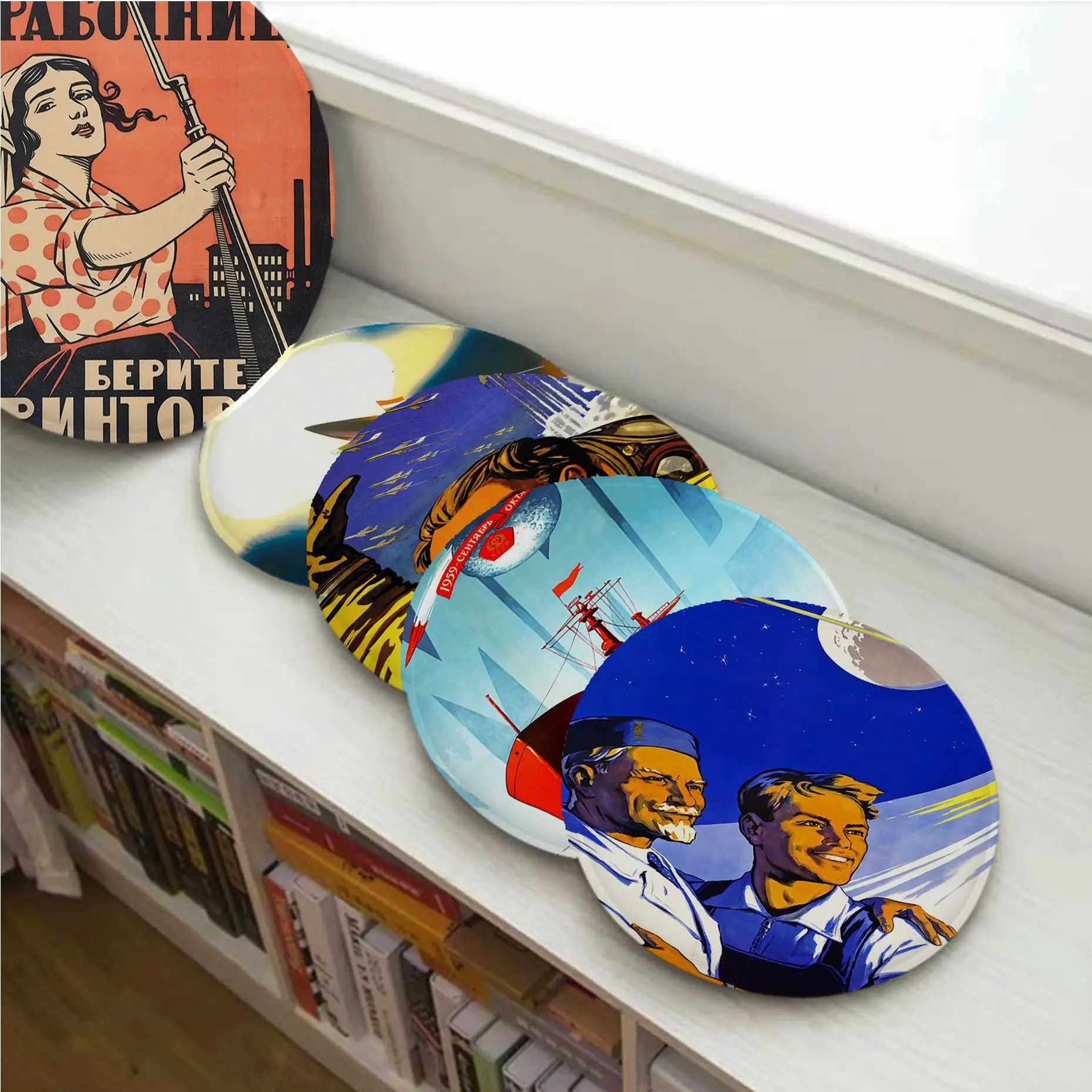 

Vintage Russian Propaganda Simplicity Sofa Mat Dining Room Table Chair Cushions Unisex Fashion Anti-slip Cushion Pads