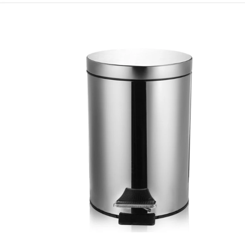 

Stainless Steel Trash Can Household with Cover Kitchen Foot Step Large Deodorant Living Room High-grade Toilet Paper Basket