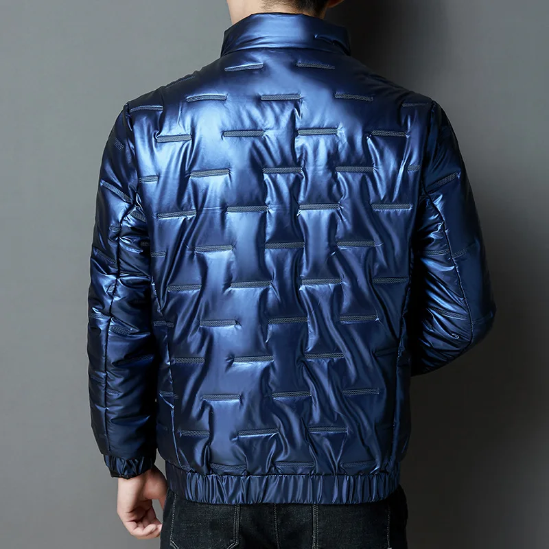 Winter Padded Men's Winter Wear Reflective Shiny Casual Stand Collar Men's Padded Jacket Men's Jacket