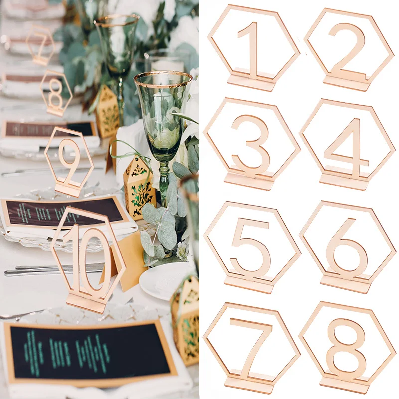 

10pcs Wooden Wedding Table Number Sign Place Card Wedding Engagement Reception Seat Decoration Digital Card Event Party Supplies