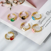 cute finger ring open design white crystal enamel fashion jewelry rings for women young girl child gift adjustable kawaii ring