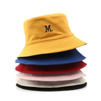 folding unisex cotton fisherman hat fashion trend letter embroidery m couple ladies summer sun protection panama hat men sun hat