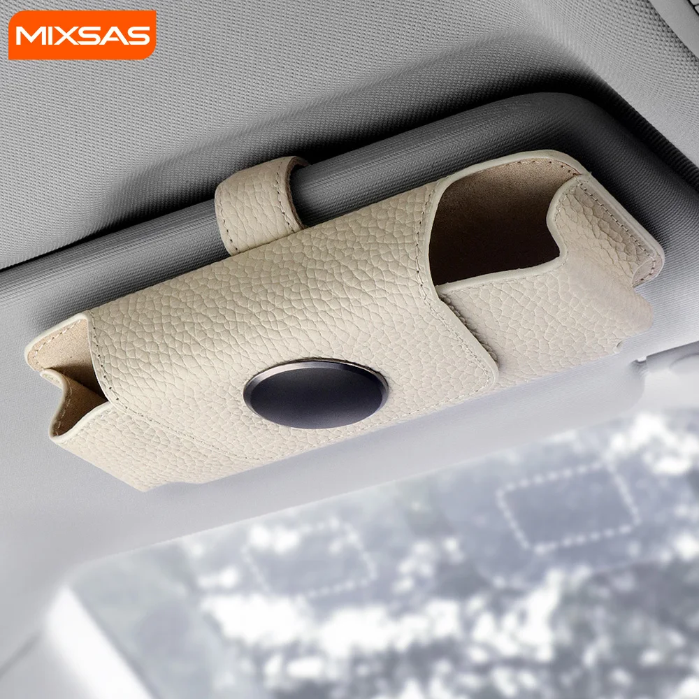 

MIXSAS Cowhide Magnetic Suction Car Glasses Box 446 Auto Storage Clip Interior Organize Accessories Vehicle Sunglasses Fastener