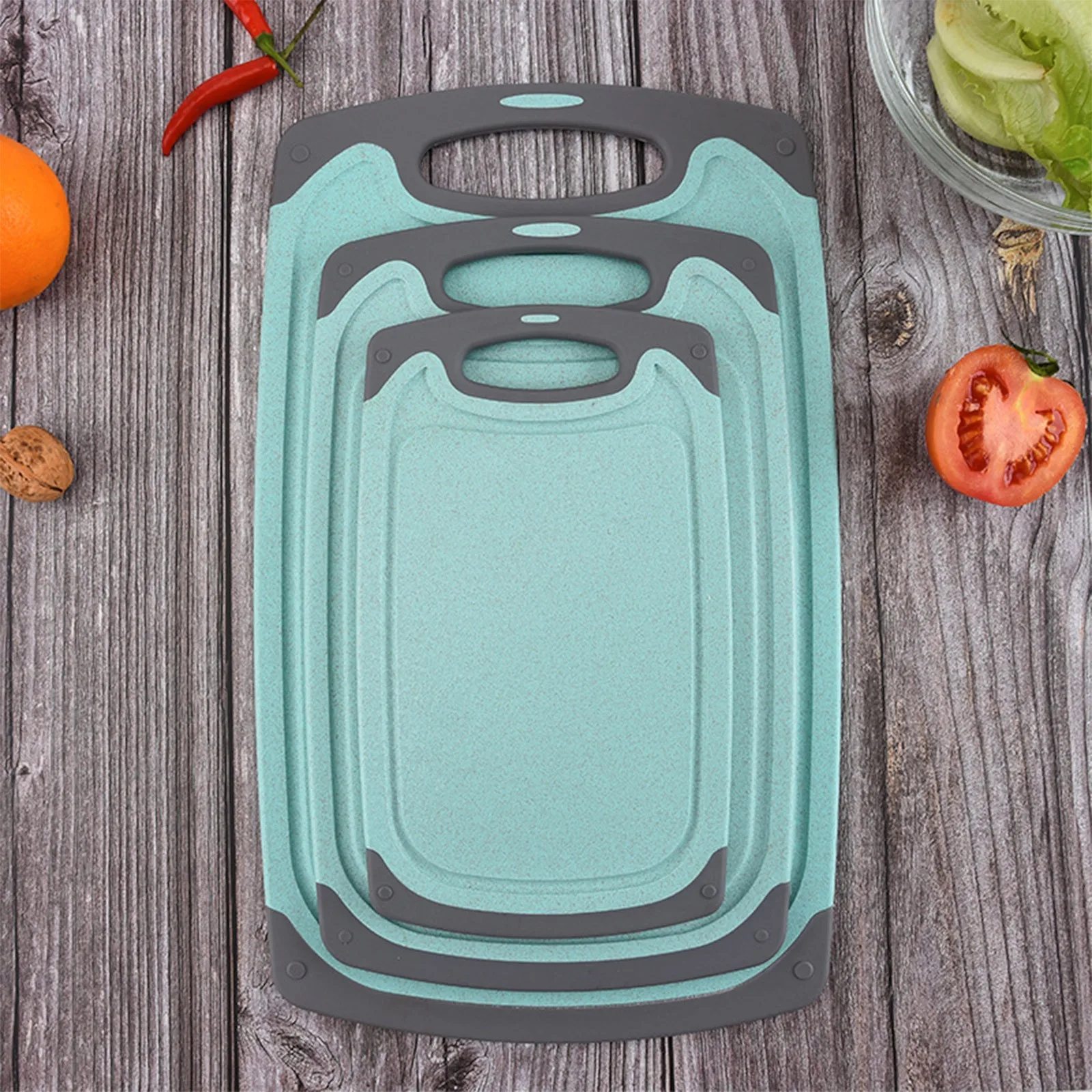 

Салфетки с бахромой, легкая пластиковая доска, канавки, ручка для резки сока, Нескользящие пластиковые прозрачные коврики с 3 ломтиками