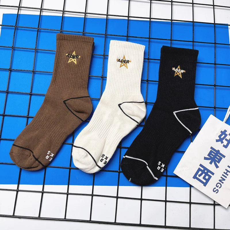 

Chao brand Adererror five pointed star letter dispensing embroidery Socks men's and women's Street Sports cotton medium socks