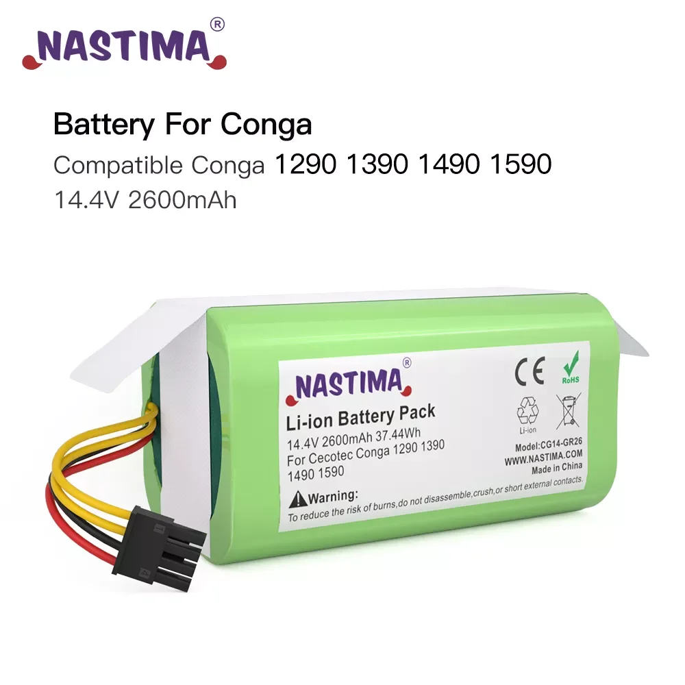

Nastima Battery For Conga 1290 1390 1590 14.4V 2600mAh Lithium-ion bateria Reemplazo Compatible Conga Li-ion batteries