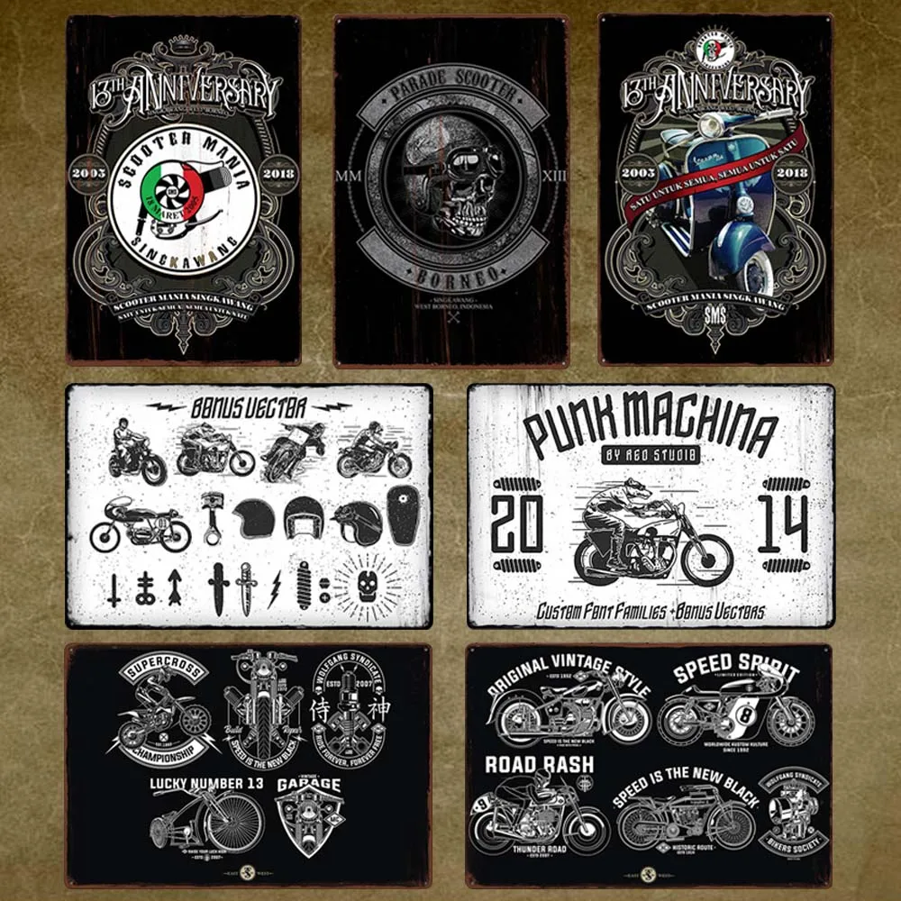 

Motorcycle Retro Metal Tin Signs Plate Shabby Chic Plaque Garage Pub Bar Club Vintage Wall Decor Metal Poster