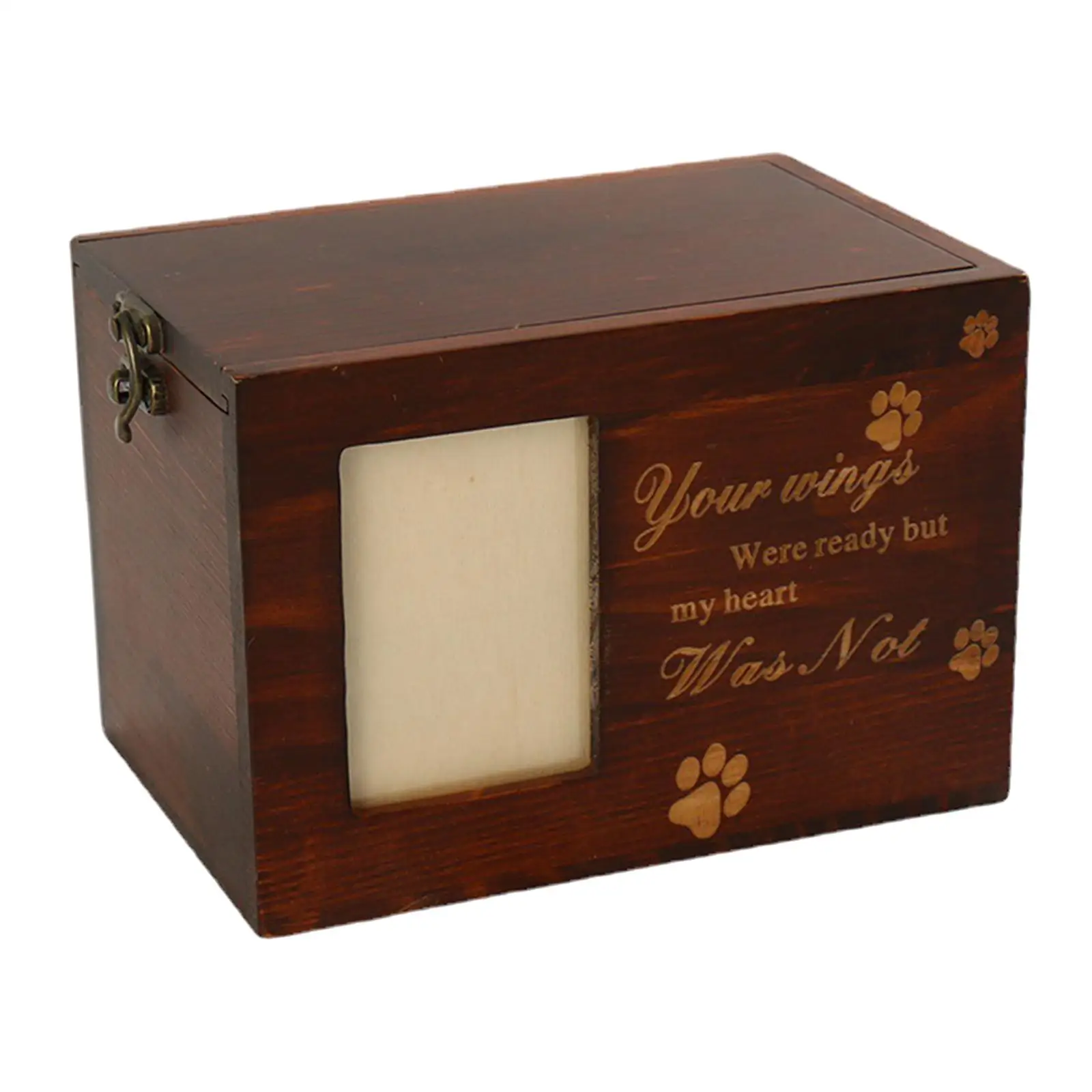 

Wooden Pet Memorial Urn for Ashes with Photo Frame AS Lining