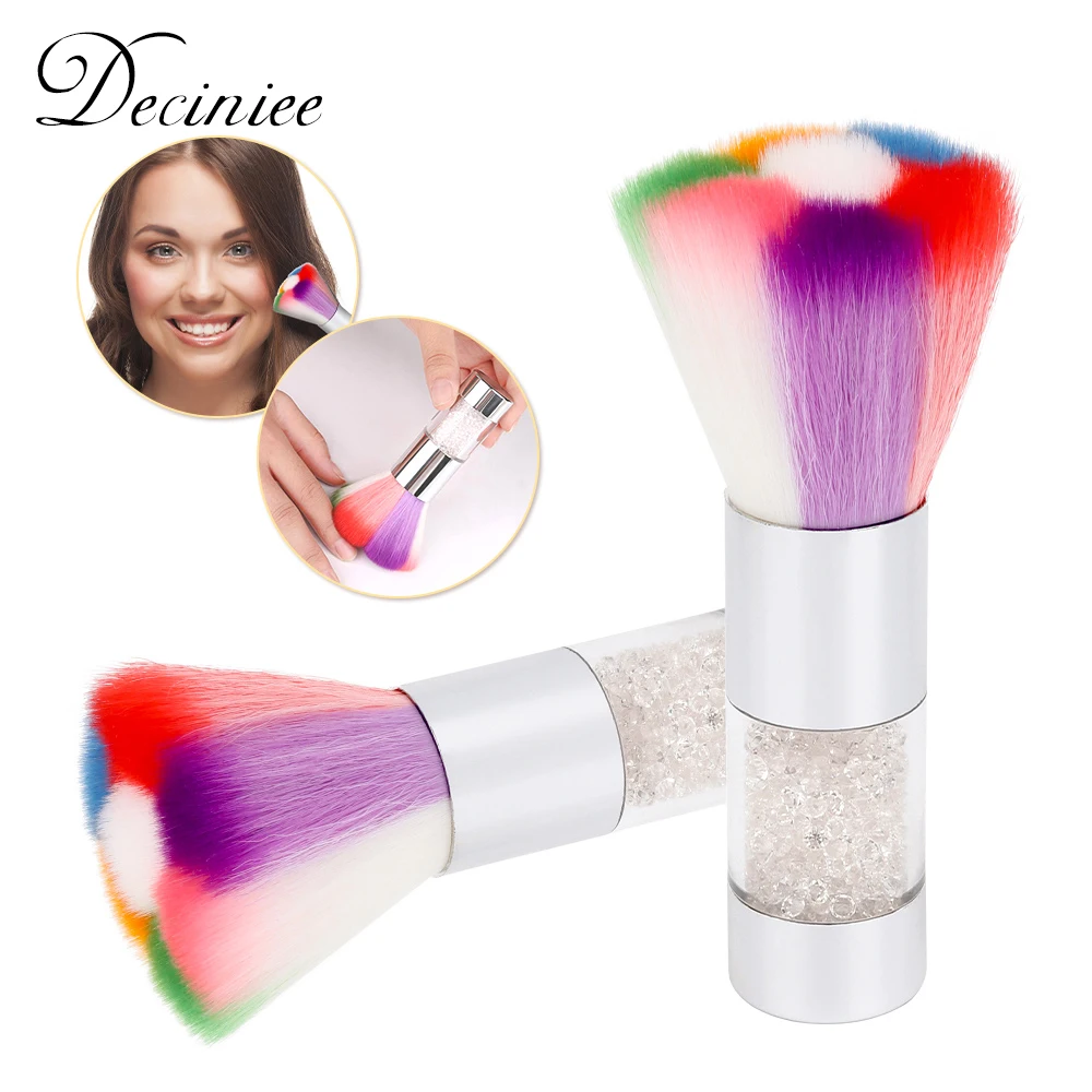 

Colorful Fingernail Brush Rhinestones Nail Art Dust Remover Powder Brush Clean for Acrylic Nail Gel Powder Nail Art Dust Remover