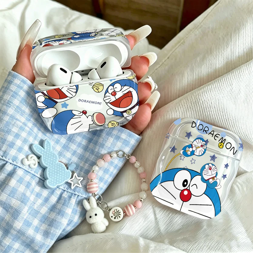 Фото Милый 3D-чехол Doraemon из мягкого полупрозрачного силикона для Airpods 4 3 Pro 2 1, защитный чехол для беспроводных наушников Pro2 №1
