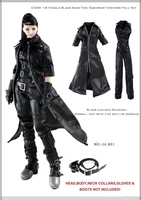 dollsfigure 16 female soldier gothic overall suit cc261 black leather overcoat clothing accessories model fit 12 body