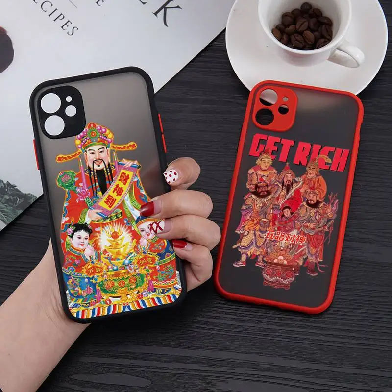 

Get Rich Money Chinese God of Wealth Phone Case matte transparent For iphone 11 12 13 6 s 7 8 plus mini x xs xr pro max