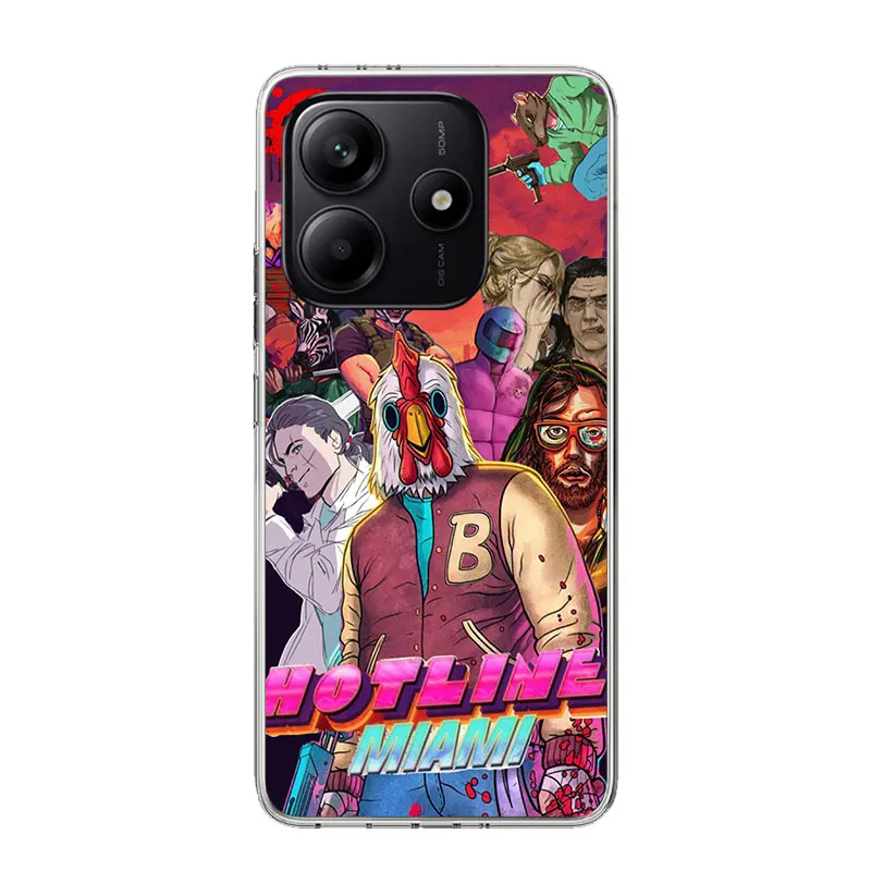 Фото Чехол для телефона Game Hotline Miami для Xiaomi Redmi Note 15 14 14S 13 12S 12 11S 11 11T 11E Pro Plus 4G 5G Trend Fundas Redmi N №5