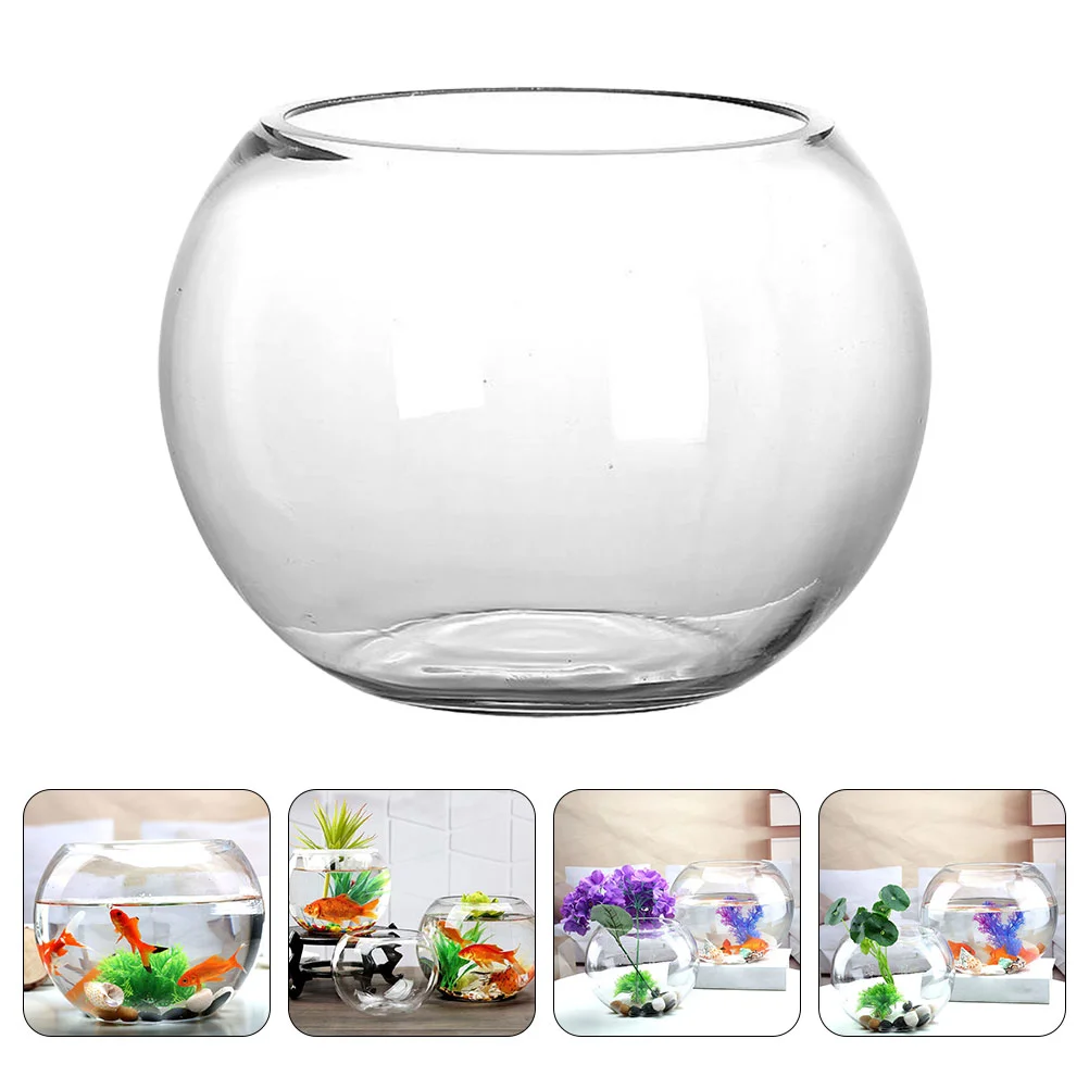 Glass Fish Tank Vase Bowl Bubble Succulent Planter Dining Table Decor Rose Round Globe Terrarium The