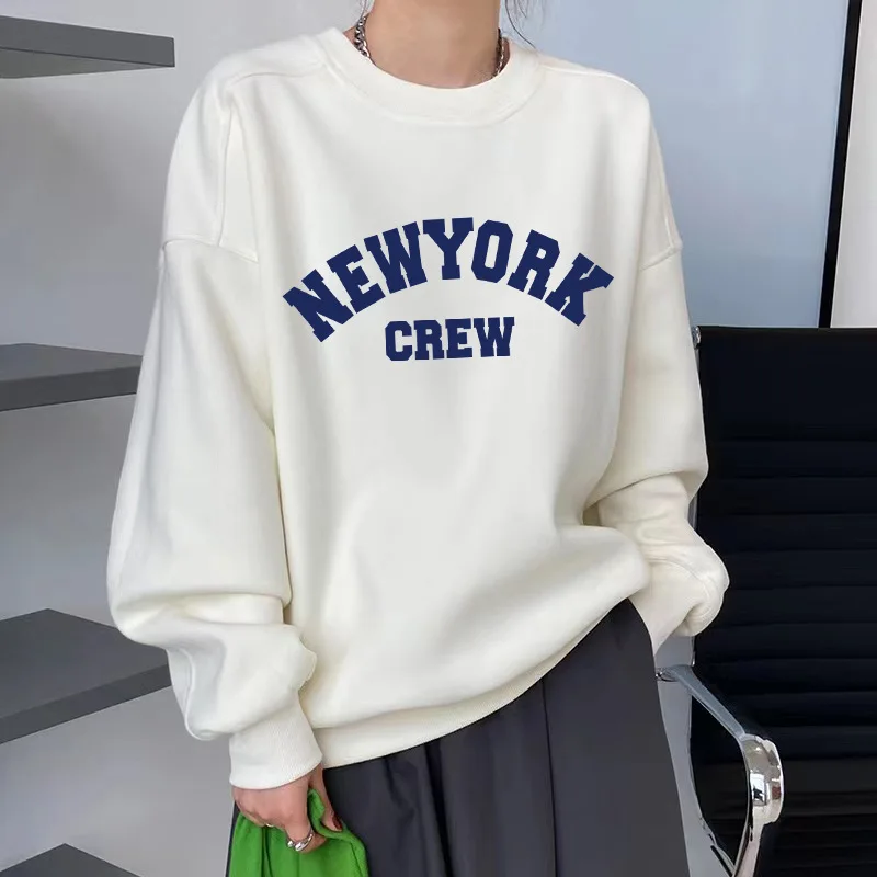 

Autumn Fashion Korean Hoodies Women Winter Thick Warm Letter Print Long Sleeve Pullover Loose Chic All Match Baggy Sweatshirts