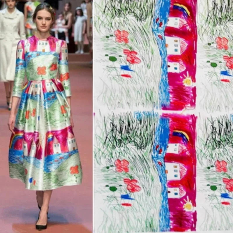 Ткань для платья с принтом из мультфильма граффити модная одежда родителей и