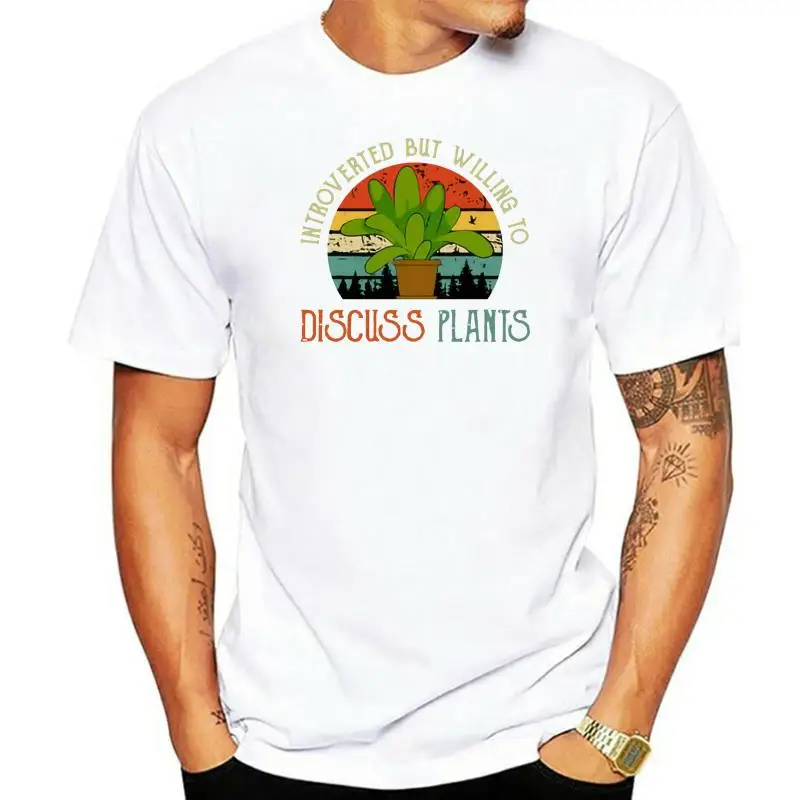

Introverted But Willing To Discuss Plants Flower Vintage Retro Men'S T-Shirt Tee Popular Tee Shirt