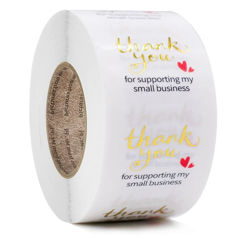 

50-500pcs Transparent Bronzing Thank You Sticker Baking Self-adhesive Label for Small Commodities Seal Decoration Stationery