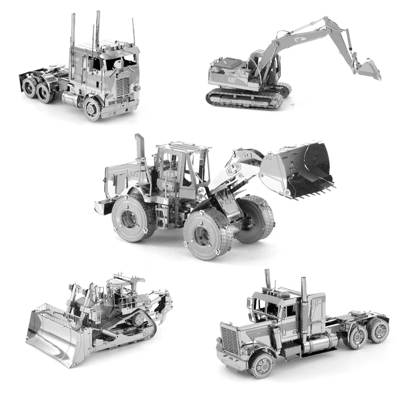 Строительная техника, 3D металлический пазл, бульдозер, самосвал, экскаватор, сборка своими руками, модель, наборы, головоломки, игрушки для детей, подарки для подростков