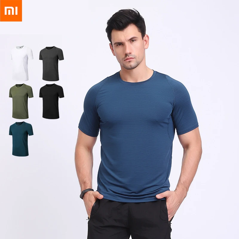 

Футболка Xiaomi мужская с круглым вырезом, повседневная эластичная дышащая быстросохнущая футболка для фитнеса и бега, с поглощением пота, бол...