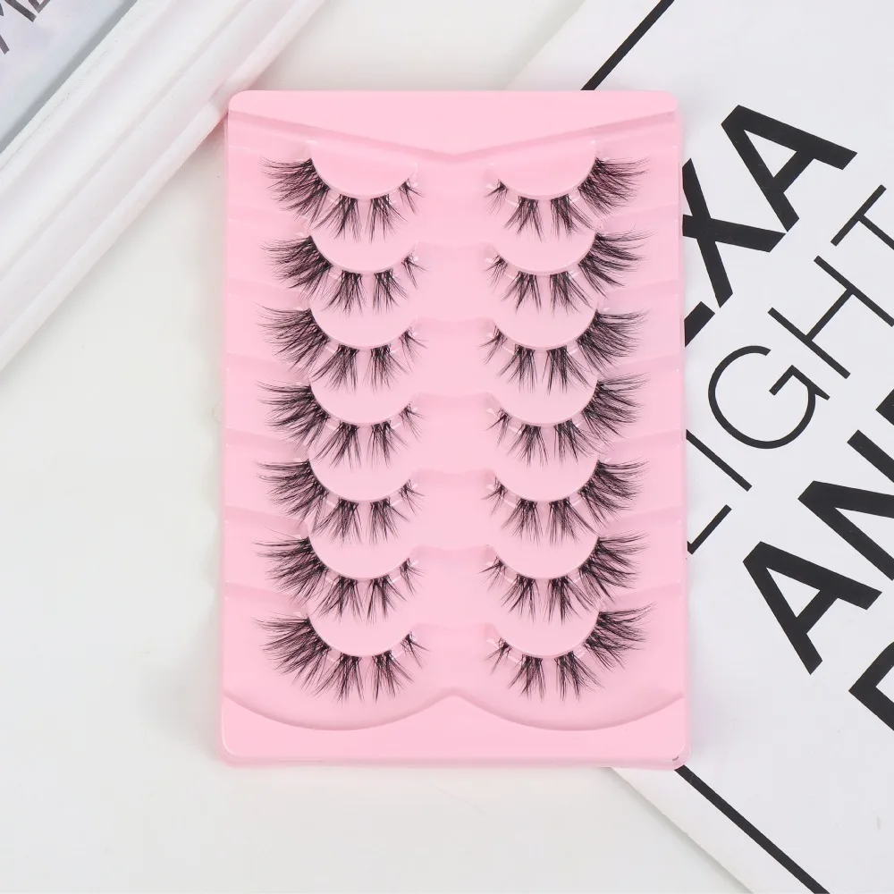 

7 Pairs 3D Artificial Fiber Handmade Fuffy Lashes Thick Long Eye Lashes Fox Eye Eye Extension False Eyelashes