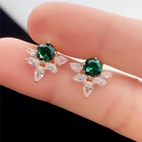 neoclassical fashion geometric compact glass filled green glass filled earrings luxury designer elegance feminine jewelry