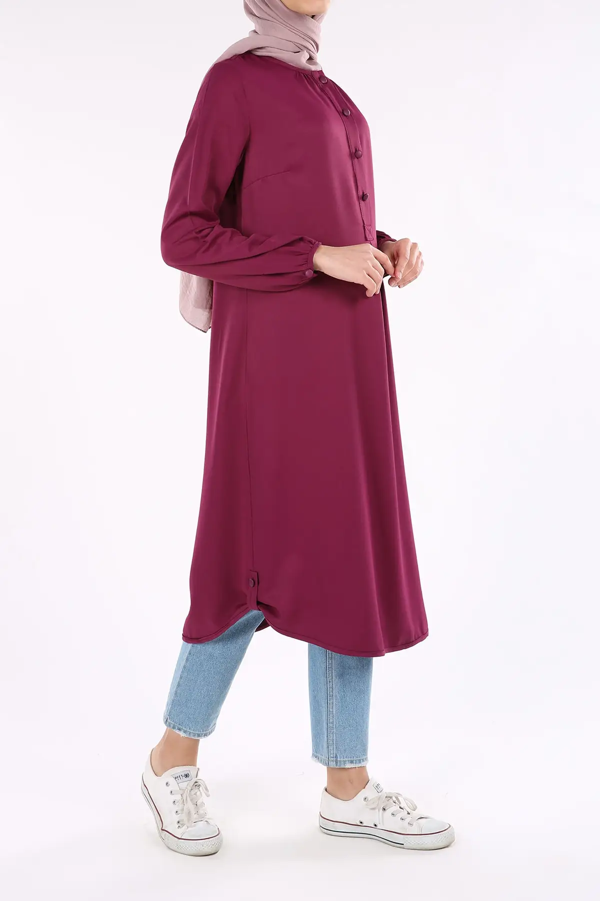 

The Eggplant Women's Plum epaulets Viscose Tunic Muslim Tunic 2021 Fashion