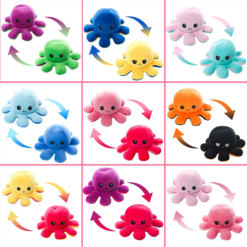 Flip Octopus,Octopus Plush Toys Double Flip Octopus Doll Claw Machine Cushion