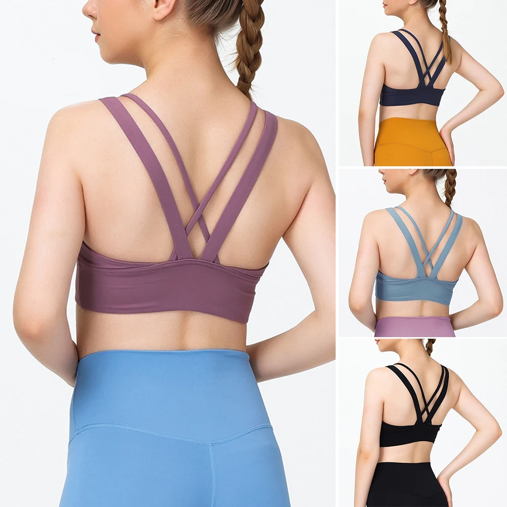 

Women's Slim Fit Workout Bra Sleeveless Crop Top Open Navel Cross Back Camis Open Back Yoga Tanks for Girls Ladies XR-Hot