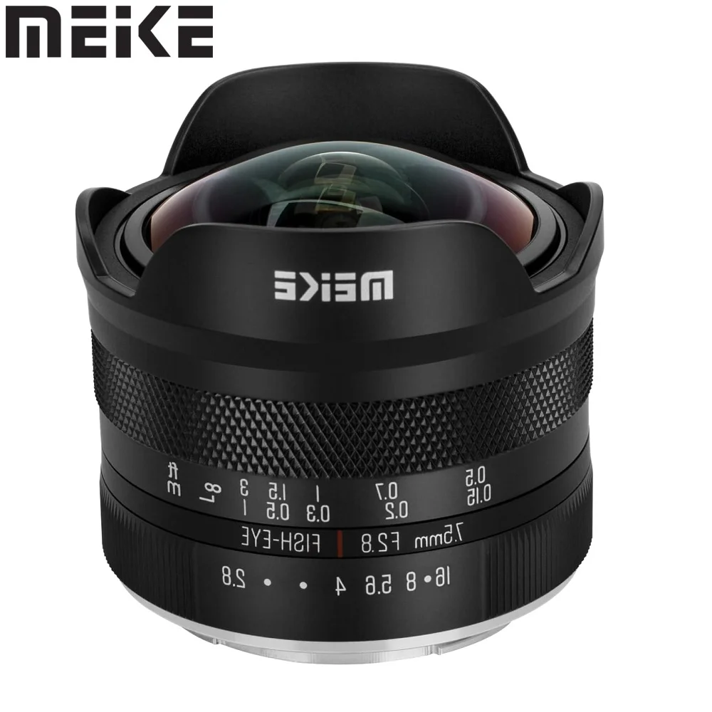 Фото Ультраширокоугольный объектив Meike 7,5 мм F2.8 APS-C с ручным управлением «рыбий глаз» для Fujifilm X Mount/Sony E Mount A6300 A7 A7SII A7SIII A9 A7C №1