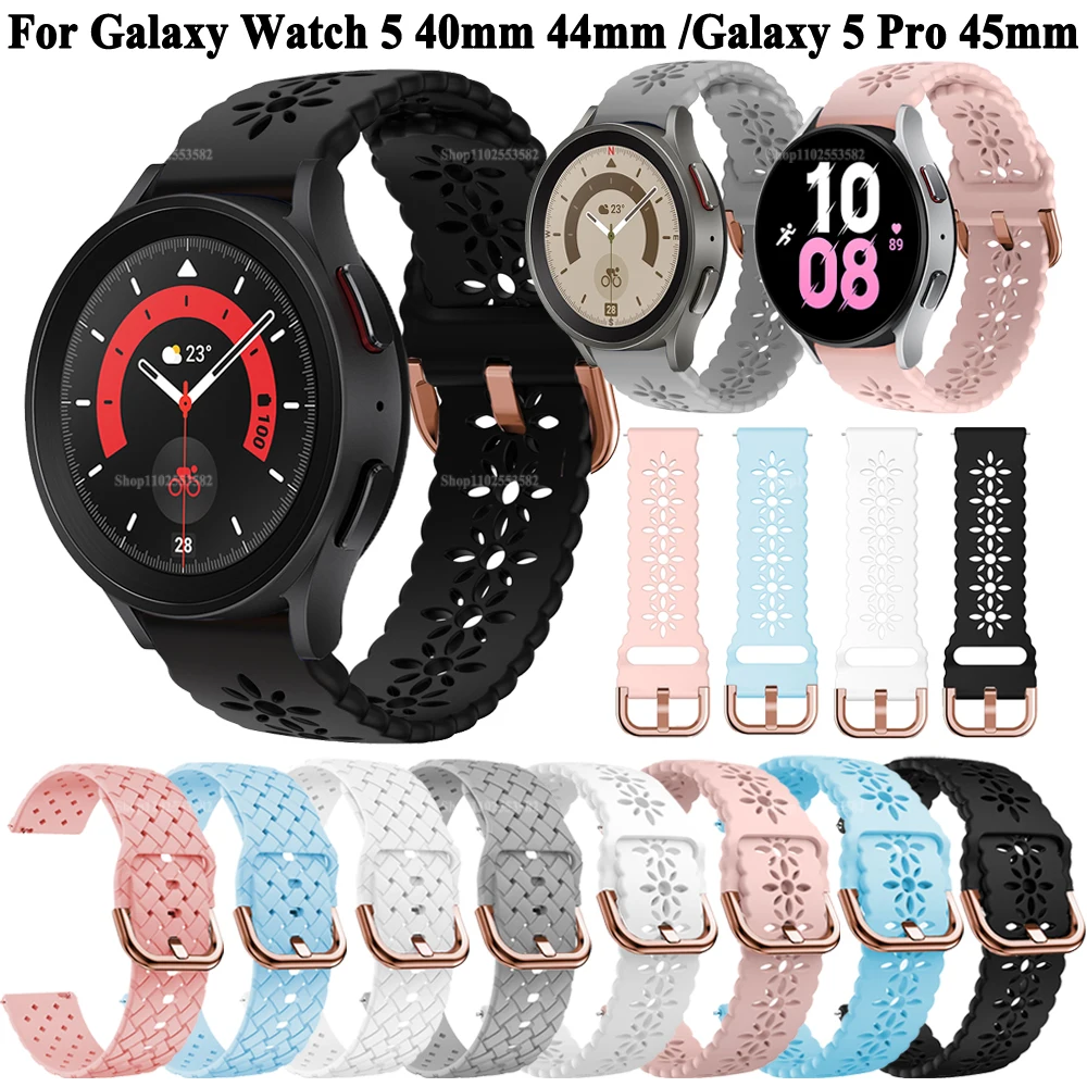 

Ремешок силиконовый для Samsung Galaxy Watch 5 Pro/4 Classic/46 мм/42 мм/44 мм/40 мм, браслет для смарт-часов Gear S2 Active 2, 20 мм