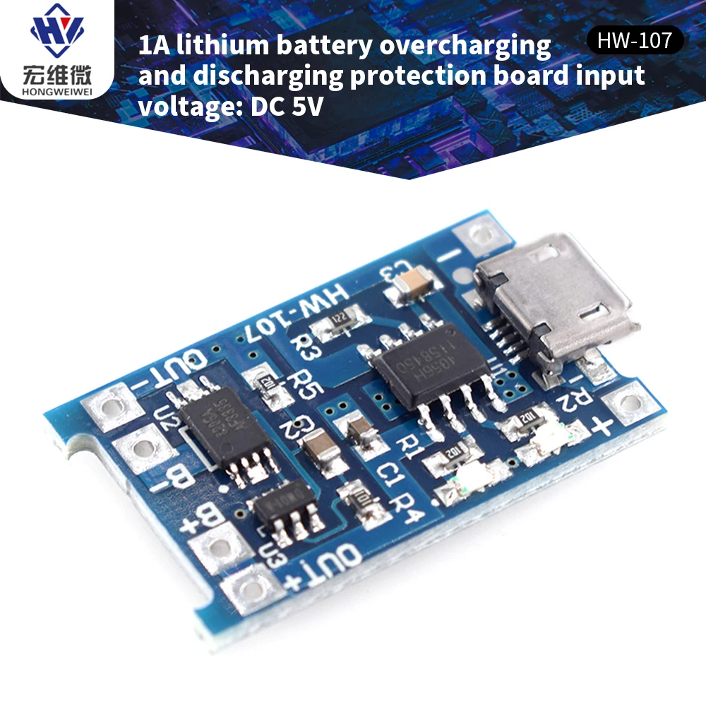 TP4056 5V1A Micro USB 18650 литиевое зарядное устройство модуль питания зарядная плата с