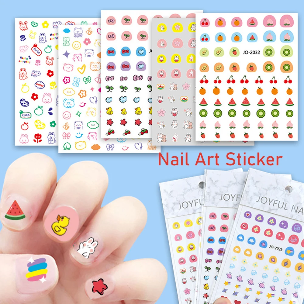 

Миниатюрная мультяшная серия наклеек для дизайна ногтей животные фрукты дизайн ультратонкий слайдер детские наклейки для маникюра детали для ногтей нажимайте на ногти