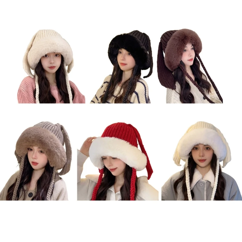 

Шапка в форме уха кролика из мультфильма для взрослых, утепленная пушистая зимняя шапка для езды на велосипеде