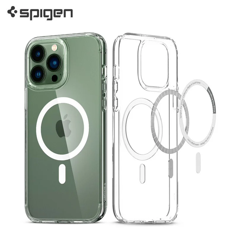 

For iPhone 13 Pro Max / 13 Pro / 13 Magnetic Case Original Spigen Ultra Hybrid Mag For Magsafe Wireless Charge Back Cover Case