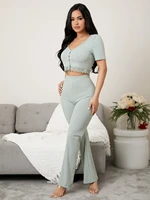 new contrast lace scallop trim lounge set trousers and pajamas